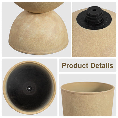 Casaphoria 2-Pack 23" Tall Planters for Outdoor Plants, 16" Large Plastic Flower Pots with Drainage, Lightweight Antique Shape Planters for Front Porch, Patio, Deck (Beige)