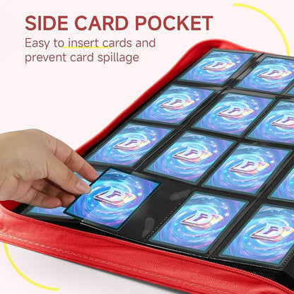 Card Binder with 1024 Cards,16 Pocket Trading Card Binder Includes 32 Page Storage Sleeves,Collection Card Album,Card Holder to Organize and Protect Cards,Red