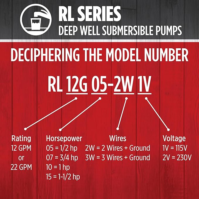 Red Lion RL12G07-3W2V 4-inch Submersible Deep Well Pump with Control Box, 3/4 HP, 12 GPM, 3-Wire, 230 Volt, Steel, 14942406