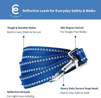 Blueberry Pet Essentials Reflective Dog Collar & Leash Set, Adjustable for Medium Dogs | Safe Walking Gear for Pet Parents, Puppy Training & Daily Use MediumDogs, Navy
