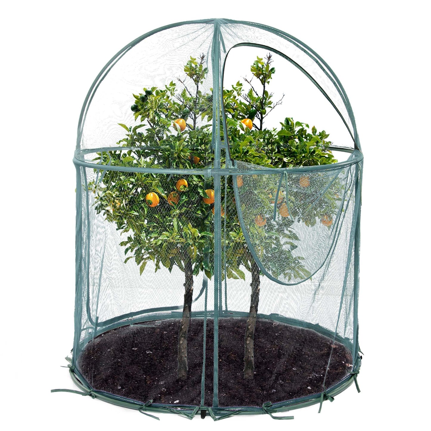 Round 4'x4' Large Plant Mesh Cover 4.9FT Tall Crop Netting Cage Pest Guard Cover for Vegetables Fruits Durable Plant Gardening Net