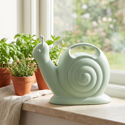 Union Products Snail Watering Can with Built-in Handle, 1.8L Capacity, Light Green - Ideal for Houseplants, Herbs, and Small Garden Beds