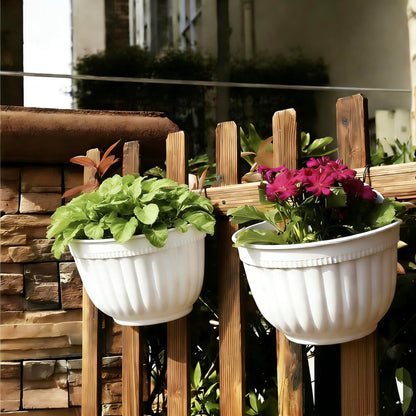 ORIMERC 6 Pcs Plastic Large Wall Plant Pots Vertical Garden Living Wall Mounted Window Hanging Basket Fence Planters Indoor Outdoor for Plants Flowers Kitchen Herbs Holder with Drainage Decor White