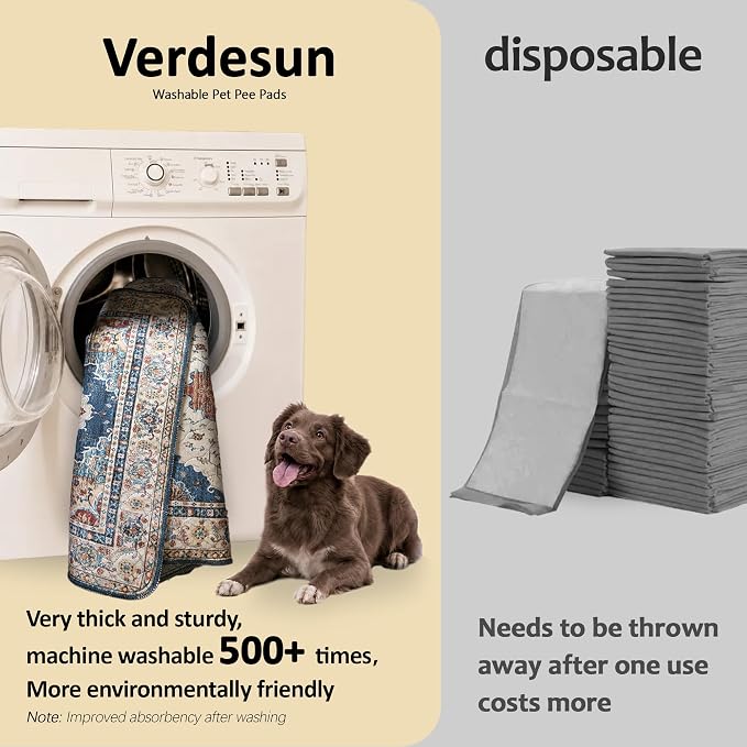 Washable Pee Pads for Dogs, Reusable Puppy Potty Training Pads, Ultra-Absorbent Thick Waterproof Leak-Proof Non-Slip Pads & Mat for Crate, Playpen, Floor, Whelping & Housebreaking , 2 Pack 48"x48"