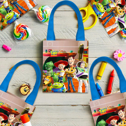 Toy Story Party Favor Bags Set – 24 Pack 8" Disney Goodie Bags for Kids Bulk Reusable Mini Totes | Disney Toy Story Birthday Party Supplies