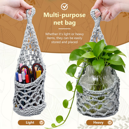 HOREAKHJ Macrame Wall Plant Hanger, Hanging Planter Basket Holder, Wall Planters for Indoor Plants, for Up to 6 Inch Pot (Grey, 6-Inch)