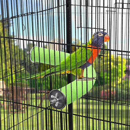 FrgKbTm U Shape Parrot Perch Stand Toy Bird Platform Sand Paw Grinding Clean Stick Exercise Conure Budgie Cockatiel Cage Accessories (Green Corner Medium)