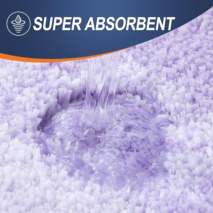 OLANLY Luxury Toilet Rugs U-Shaped 24x20, Extra Soft and Absorbent Microfiber Bathroom Rugs, Non-Slip Plush Shaggy Bath Mat, Machine Wash Dry, Contour Bathroom Mats for Toilet Base, Light Purple