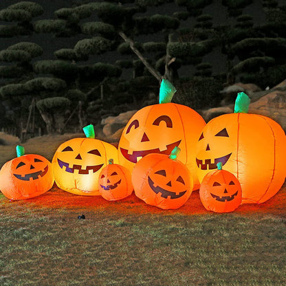 DearSun 8.0FT Long Halloween Inflatable Pumpkin Patch Fall Inflatable Thanksgiving Inflatable Pumpkin Patch Blow up Pumpkin Decor Outer Large Party Yard Decoration