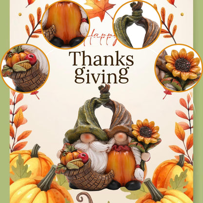 Hodao Harvest Love：Thanksgiving Pumpkin Gnome Couple Embrace Figurines-Adorable Fall Pumpkin Gnomes Home Indoor Tabletop Decoration-Fall Thanksgiving Gifts