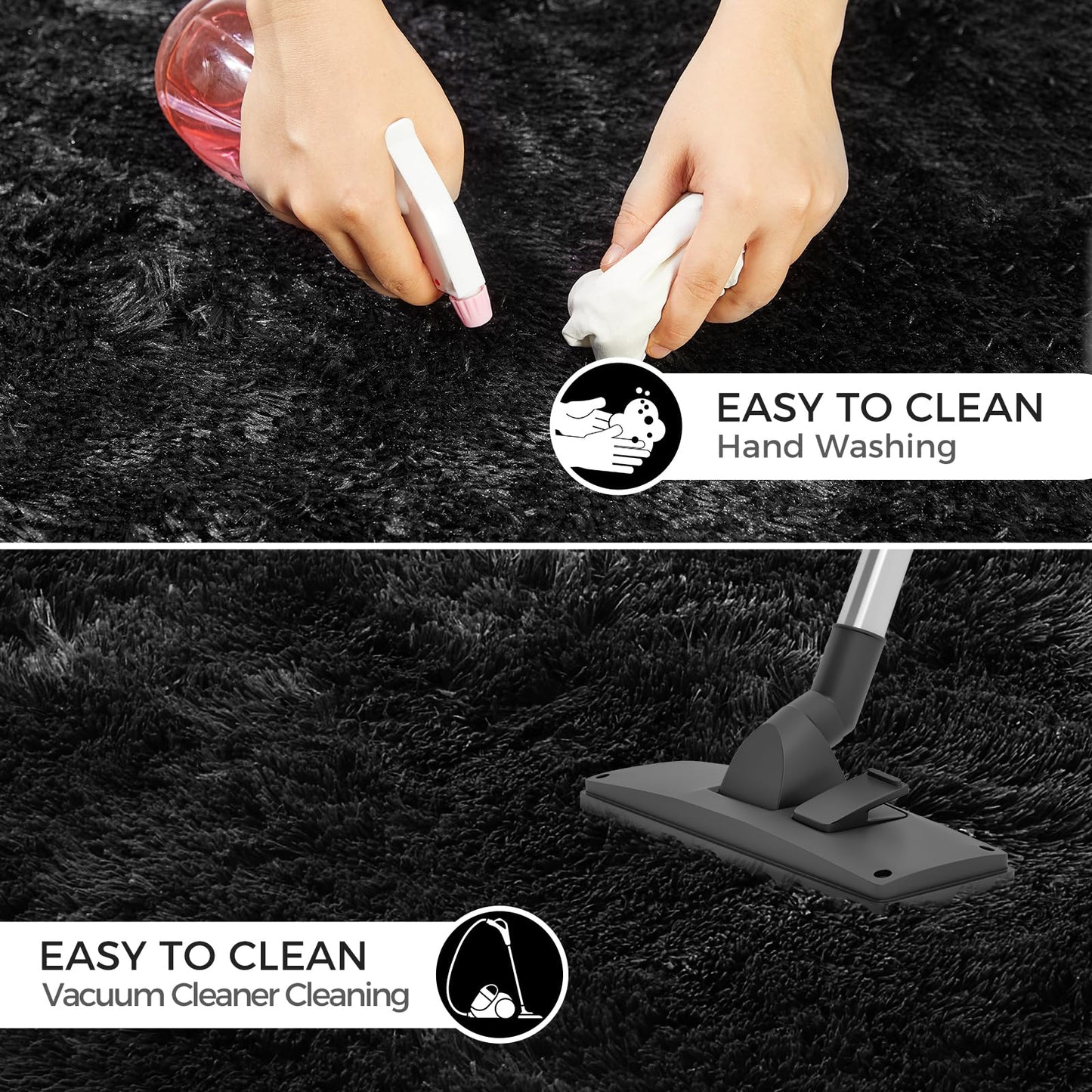 5X8 Ultra Soft Rug for Living Room, Fluffy Shag Area Rug for Bedroom, Modern Shaggy Carpets Fuzzy Rug for Teens Dorm Nursery Home Decor Aesthetic, Upgrade Anti-Skid Durable, Black