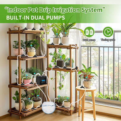 DAOTAILI Plant Watering Devices - Dual Pump Automatic System for 20 Pots, 30-Day Smart Timer with USB-C Charging – Ideal for Indoor Gardens & Balconies