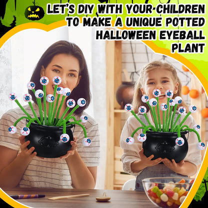 Wavwavw 12 Pcs Halloween Eyeball Picks Halloween Floral Picks 10 Inch Branch Green Decoration Stems Props Decor for Home Office Party Indoor Gifts(Green)