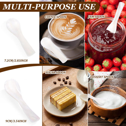 24Pcs Caviar Spoon,Mother of Pearl Spoons for Caviar, Set of 12PC 3.54 inch &12PC 2.83 inch Shell Spoon, Handcraft Round Handle for Caviar, Egg, Ice Cream, Salt, Coffee Serving, Restaurant Serving Set