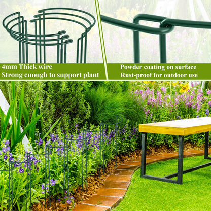 Tioncy 9 Pcs 48″ H x 15.8″ W Plant Support Stakes Cages for Garden, Metal Half Round Plants Tension Rods for Indoor Outdoor Large Tall Flower Vegetables Tomato Peony Rose Support