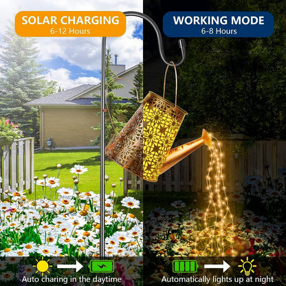 Forlivese 2PCS Solar Watering Can with Lights,Outdoor Decorations with Hanging Solar Garden Lights with Bracket Waterproof Watering Can Landscape Light for Patio Gardening Pathway 36LED