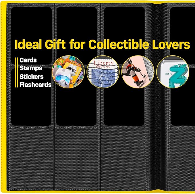 【2026】Trading Card Binder 9 Pocket, Premium Sports Collection Binder Game Cards Book with Sleeves Side Loading, Anti-open Strap Double Sided Waterproof 360 Card Folder