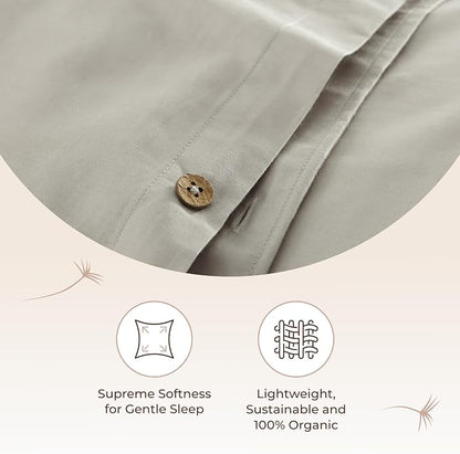 100% Organic Cotton Duvet Cover King Size - Naturally Soft Lightweight & Cooling Duvet Cover Set with Decorative Shams - Premium GOTS Certified 300 Thread Count Sateen Weave (Pewter, King)