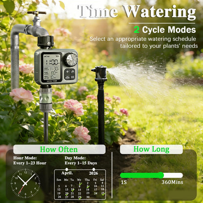Sprinkler Timer Ourdoor,Digital Pogrammable Hose Timers with Rain Delay/Manual/Automatic Hose Timers for Watering,Smart Water Timer for Garden Hose with Large Display for Garden, Lawn, Yard