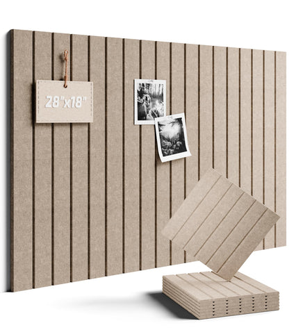 Felt Bulletin Board Tiles -28"x18" with 40 Adhesive Tabs, Cork Board Alternative for Office Decor, Push Pin Board Wall Organizer 6-Pack (Taupe)