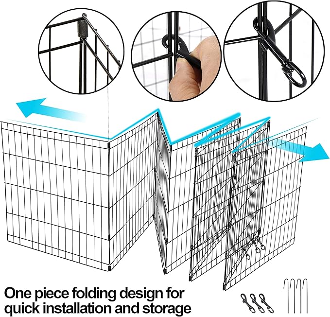 ZENY Puppy Pet Playpen 8 Panel Indoor Outdoor Metal Portable Folding Animal Exercise Dog Fence, 24'' W x 24'' H