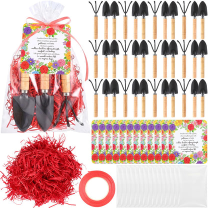 Chumia 12 Set Gardening Gifts Bulk for Women Floral Mini Garden Tools Shovel, Mini Garden Tools, Thank You Cards with Bags for Mother Day Mom Birthday Teacher Christian Party Favors