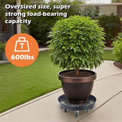 Uholan 20 Inch Heavy Duty Plant Stand on Wheels, Round Plant Caddy with Wheels for Indoor & Outdoor Use, Metal Rolling Tray for Potted and Small Furniture, Black