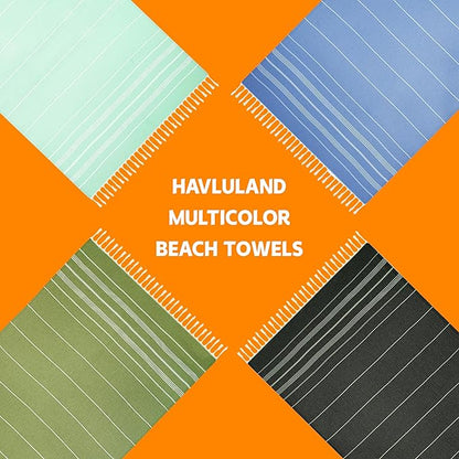 HAVLULAND Turkish Beach Towels, Oversized 40"x72" Turkish Bath Towel, Highly Absorbent Quick Dry Sand Free Beach Towels for Beach Pool Spa Gym Yoga Travel Camping Picnic Blanket - Olive Green