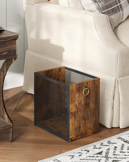 CHOEZON Waste Basket, 4.5 Gallon Rectangular Garbage Container, Trash Can, Trash Bin, for Bedroom, Office, Bathroom, Kitchen, Waste Rustic Brown and Black TCW33BF