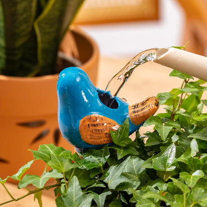LumDecor 4 Pack Self Watering Bird Shaped Globes, Terracotta Vacation Planters Devices with Slow Release Automatic Watering Spikes, Plant Watering Pots for Indoor and Outdoor Potted Plants
