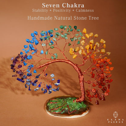 KARMAPLEDGE 7 Chakra Tree of Life for Home, Office, Room, Wall Decor to Bring Money & Good Luck, Handmade Healing Crystal Tree Gifts for Women, Men, Mom & Dad, Unique Gifts for Birthday & Anniversary