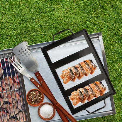 YARNOW Himalayan Salt Cooking Block Tray Holder Metal Steel Himalayan Rock Salt Block Cooking Plate Tray for Cooking Grilling Cutting Serving 8"x12" Grilling Tool Essential