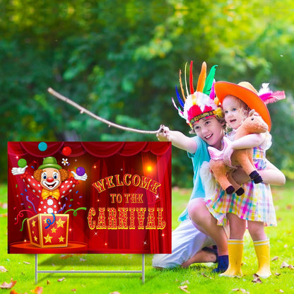 Capoda Welcome to Carnival Yard Decoration Circus Clown Garden Stake Halloween Circus Party Decor Carnival Party Directional Sign for Outdoor Lawn Garden Yard Patio Decor Supplies 24.8 x 16.1 Inch