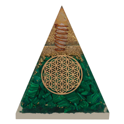 Agate Mart Malachite Orgonite Pyramids with Black Tourmaline Pendant - Healing Crystals for Success - Enhance Meditation with Orgonite Energy
