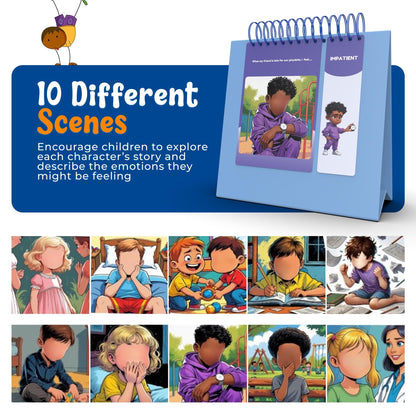 Thought-Spot Expressive Faces Flipbook | Emotions Wheel & Feelings Chart | Emotional Regulation Tool for Home, Class, Calm Down Corner | Helps Kids Learn Coping Skills | Autism Must-Have