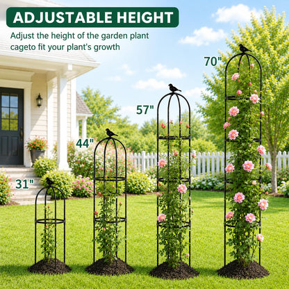Garden Obelisk Trellis for Climbing Plants Outdoor, 6.3 ft Tall Trellis for Roses Clematis Jasmine Ivy Flower Light Climbing Vines Potted Plant Support, Patio, Yard, Black, 2PCS