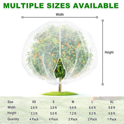 OUTCREATOR® Bird Netting for Garden Protection, 4 Pack Garden Netting Pest Barrier with Zipper and Drawstring, Fruit Tree Netting Mosquito Net Tomato Protective Cover for Blueberry Bushes,2.6 X 3.3 ft