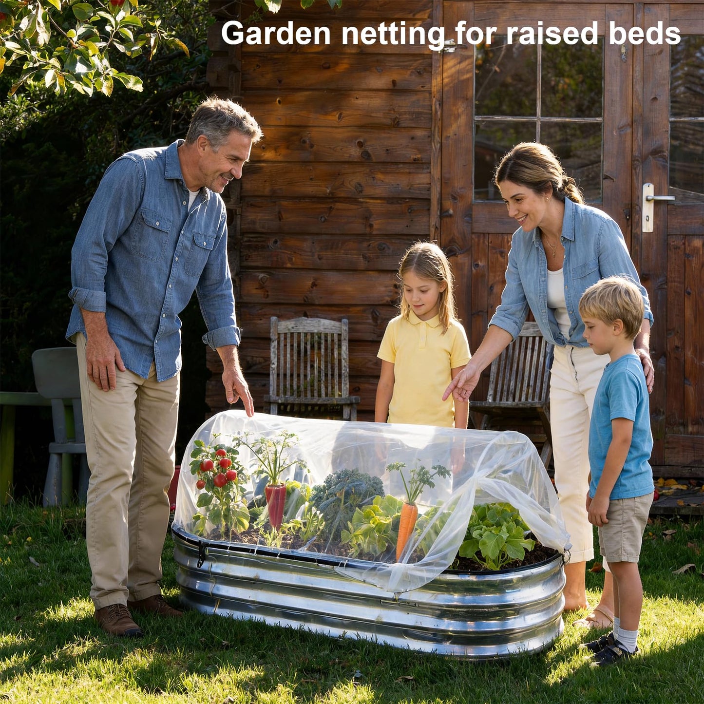 2 Pack Garden Netting for 6×3 FT Raised Beds, Large Fine Mesh Insect Netting with Drawstring, Garden Bed Cover for Vegetables, Fruit & Flower Protection