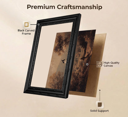 KKP Framed Halloween Ghost Wall Art-Gothic Witchy Whimsy Broom Canvas Print