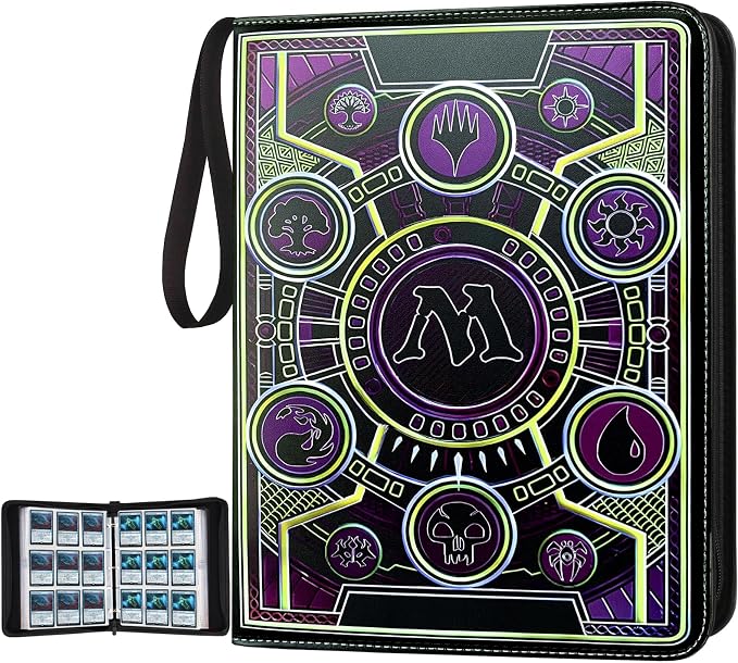 9 Pocket Card Binder,Trading Card Binder Premium 720 Double PU Card Collection Binder with Sleeves,Card Folder for MTG, TCG, Sports Cards, (Purple)