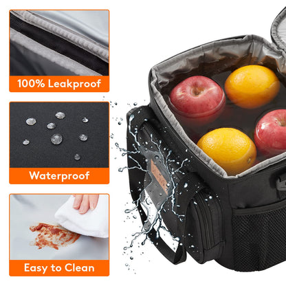 Lifewit Medium Lunch Bag Insulated Lunch Box Soft Cooler Cooling Tote for Adult Men Women, Black 12-Can (9L)