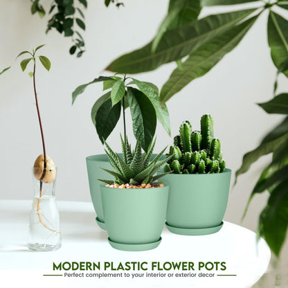 Utopia Home - Plant Pots Indoor with Drainage - 7/6.6/6/5.3/4.8 Inches Home Decor Flower Pots - Plastic Planters for Indoor Plants, Cactus, Succulents Pot (Mint, Pack of 10)