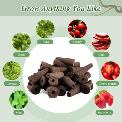 Tigvio 125 Piece Hydroponic Pods Kit: Grow Anything with 50 Grow Sponges, 12 Baskets, 12 Domes, 50 Labels, 1 Tweezer - Compatible with All Hydroponics Brands