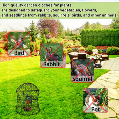 JAWULIJA Garden Cloches for Plants 2 Pack Metal Plant Protectors from Animals Chicken Wire Cloche Updated Plant Cages for Outdoor Plants Vegetables Seedlings 13" D x 14" H