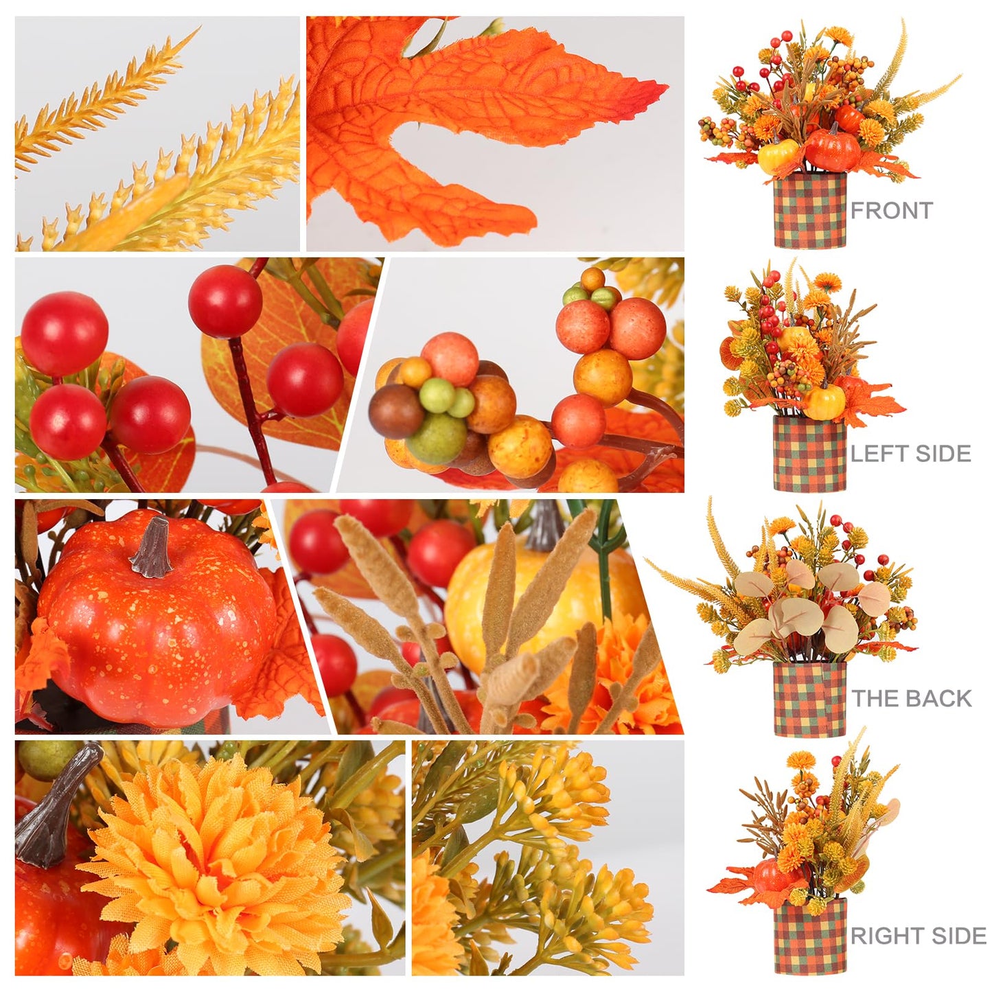 Super Holiday Fall Decor, 12" Artificial Orange Pumpkin Berry Maple Tree Halloween Thanksgiving Table Centerpieces Decorations, for Home Farmhouse Autumn Harvest Holiday Party Decor.