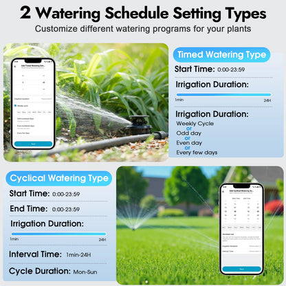 WiFi Water Timer for Garden Hose with Brass Inlet,Smart Hose Timer with WiFi Hub, APP & Voice Control,Up to 20 Watering Plans, 2-Zone Sprinkler Drip Irrigation System Controller for Yard Lawn Watering