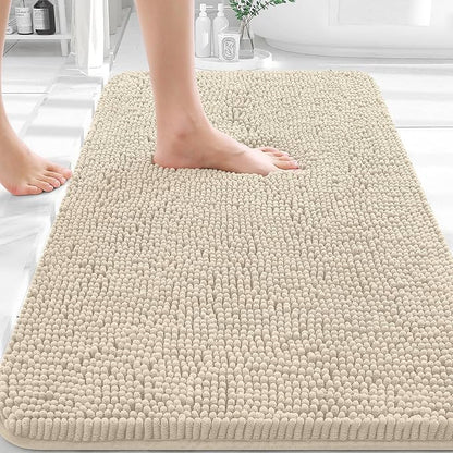OLANLY Bathroom Rugs 32x20, Extra Soft Absorbent Chenille Bath Rugs, Rubber Backing Quick Dry, Machine Washable Bath Mats for Bathroom Floor, Tub and Shower, Home Decor Accessories, Sand