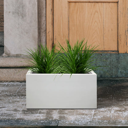 Kante 23.6" L Rectangular Concrete Planters, Outdoor Indoor Modern Plant Pot with Drainage Hole and Rubber Plug for Garden, Patio, Pure White Finish