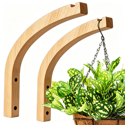DSJIFGEW Wooden Plant Hangers - Hanging Plant Hooks for Indoor Outdoor, Wood Hanging Wall Plant Hooks Heavy Duty for Flower Pots Wind Chimes and Bird Feeders(2-Pack,8-Inch)