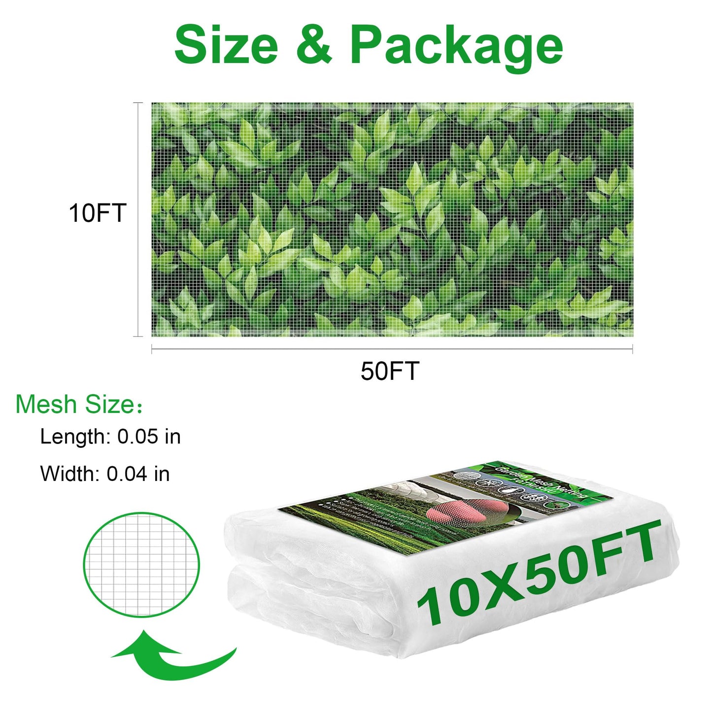 FOTMISHU Garden Netting 10x50FT Ultra Fine Mesh Netting Bird Barrier Protection Vegetable Fruit Tree Bushes Plant Cover for Raised Bed